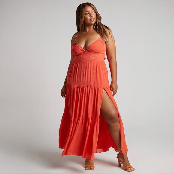 Showpo 14 Maxi Dress Long Plus Tie back Boho Dress Adjustable Strap Resortwear - Picture 2 of 12